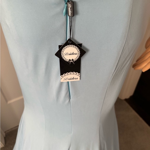 Long Formal Blue Dress (new with tags) Spaghetti Straps, Split-Front, Backless, - Picture 12 of 14